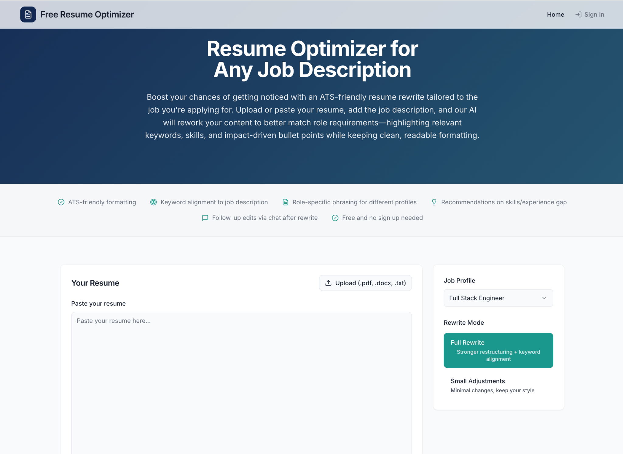 MintMyResume — Resume Optimizer for Any Job Description